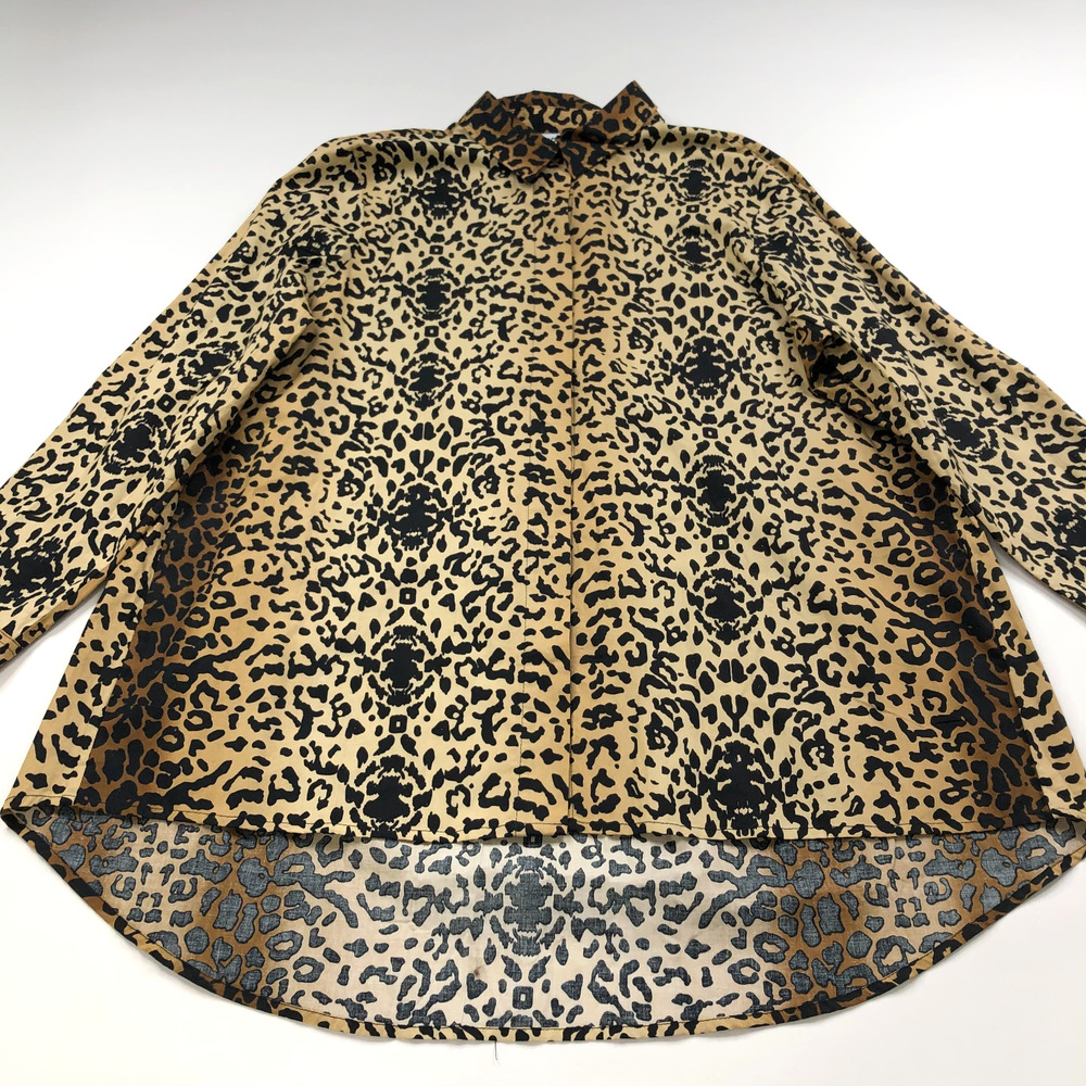 Anthony Richards NO TAG XL? PLUS? Button LS Tunic Shirt Cheetah All Over Print